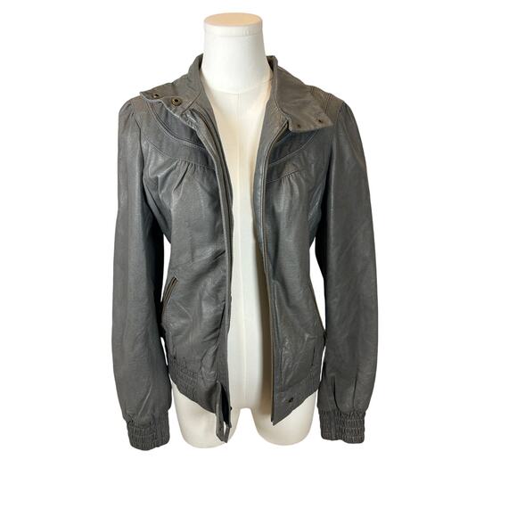 Idra for Anthropologie Gray Leather Jacket - Picture 2 of 5